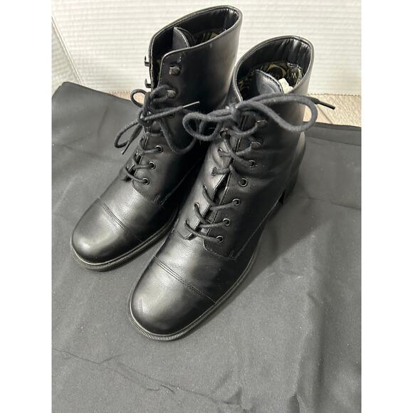 Caressa Lark Leather Boot Vintage black Block heel Size 7 - Picture 7 of 9